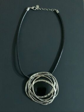 Pewter and Black Pendant Necklace